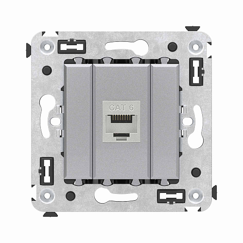 Компьютерная розетка RJ-45 без шторки в стену, кат.6 одинарная экранированная, Avanti, закаленная сталь