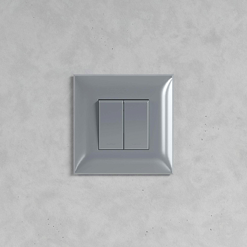 Выключатель двухклавишный в стену, Avanti, закаленная сталь