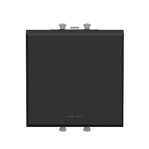 Выключатель одноклавишный модульный, Avanti, черный матовый, 2 модуля