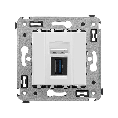 USB 3.0 розетка одинарная в стену, тип А-А, Avanti, белое облако