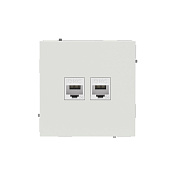 Компьютерная розетка RJ-45 без шторки, кат.5е двойная, KANT, белый песок