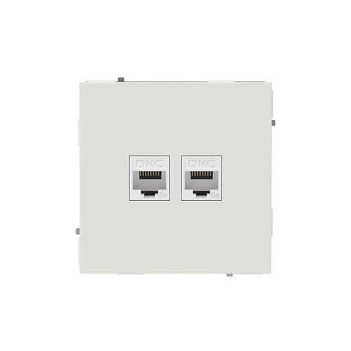 Компьютерная розетка RJ-45 без шторки, кат.5е двойная, KANT, белый песок