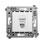 Телефонная розетка RJ-12 в стену одинарная, Avanti, белое облако