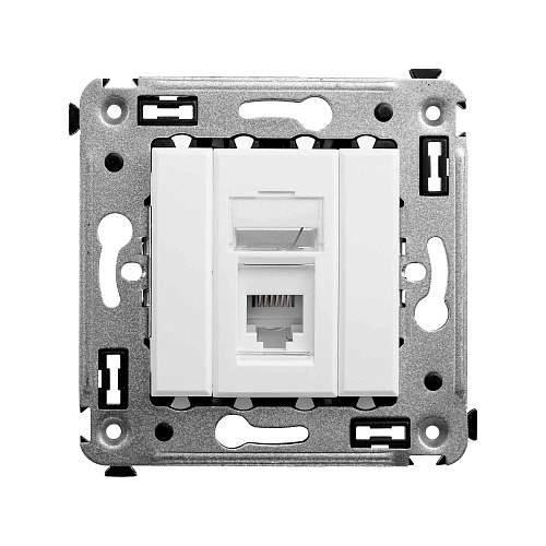 Телефонная розетка RJ-12 в стену одинарная, Avanti, белое облако
