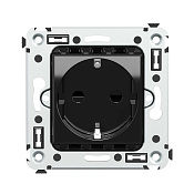 Розетка в стену, 2P+E, с з/ш, Avanti, черный квадрат