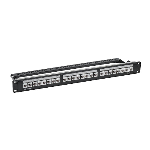 Патч-панель модульная 19", 1U, CAT6, 24 модуля RJ45 Кейстоун (Keystone), неэкранированная