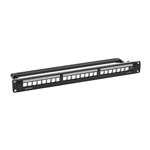 Патч-панель модульная 19", 1U, CAT5E, 24 модуля RJ45 Кейстоун (Keystone), экранированная