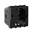 Розетка модульная, 2P+E, с з/ш, Avanti, черный квадрат, 2 модуля