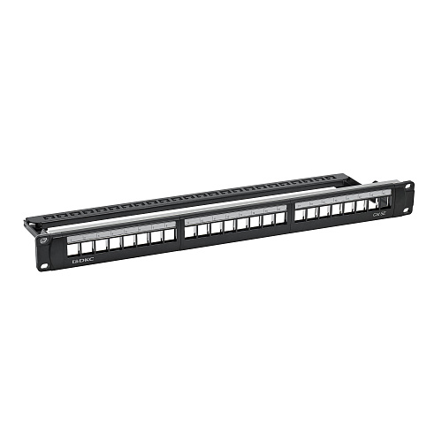 Патч-панель модульная 19", 1U, CAT5E, 24 модуля RJ45 Кейстоун (Keystone), неэкранированная