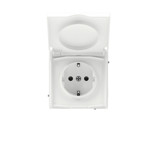 Розетка силовая, 2P+E, с з/ш, с крышкой, IP44, KANT, белая магнолия
