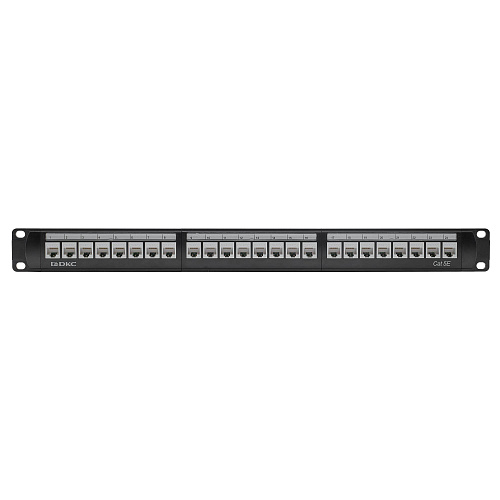 Патч-панель модульная 19", 1U, CAT5E, 24 модуля RJ45 Кейстоун (Keystone), неэкранированная