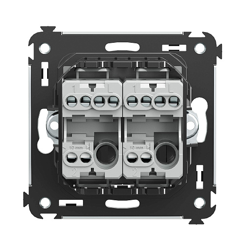 Переключатель двухклавишный в стену, Avanti, черный квадрат