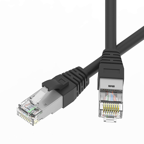 Патч-корд экранированный SLIM CAT6A S/FTP 4х2, 28 AWG, LSZH, чёрный, 2м