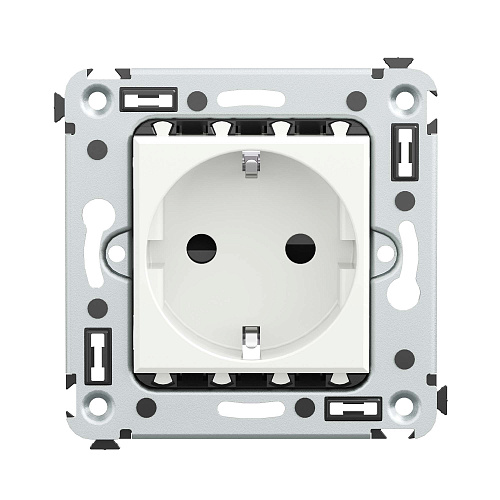 Розетка в стену, 2P+E, с з/ш, Avanti, белое облако