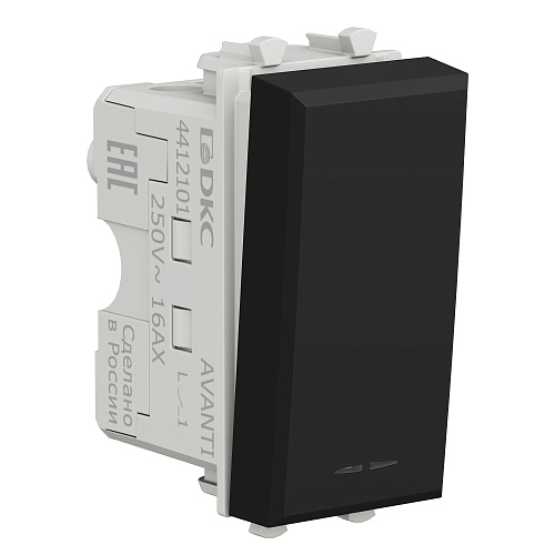 Выключатель модульный, Avanti, черный матовый, 1 модуль