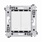 Кнопка двухклавишная в стену, Avanti, белое облако