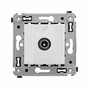 Розетка TV проходная в стену, Avanti, белое облако