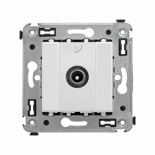 Розетка TV проходная в стену, Avanti, белое облако