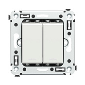 Выключатель двухклавишный в стену, Avanti, белое облако