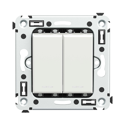 Выключатель двухклавишный в стену, Avanti, белое облако