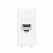Телефонная розетка RJ-12 без шторки модульная, Avanti, белое облако, 1 модуль