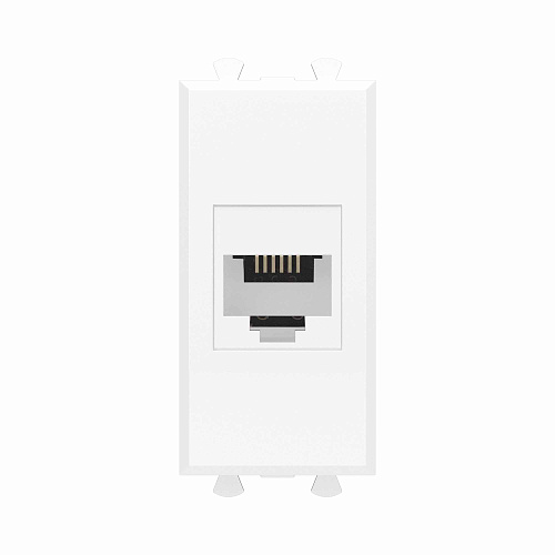 Телефонная розетка RJ-12 без шторки модульная, Avanti, белое облако, 1 модуль
