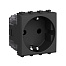 Розетка модульная, 2P+E, с з/ш, Avanti, черный матовый, 2 модуля