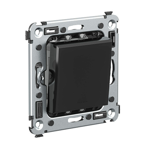 Переключатель одноклавишный в стену, Avanti, черный квадрат