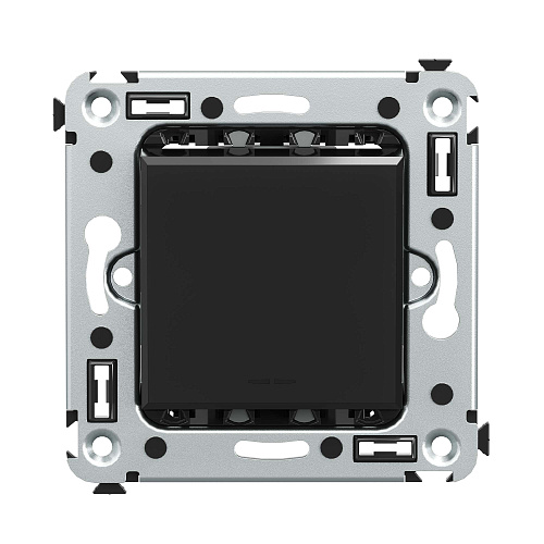 Переключатель одноклавишный в стену, Avanti, черный квадрат