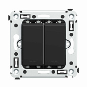 Инвертор двухклавишный в стену, Avanti, черный матовый