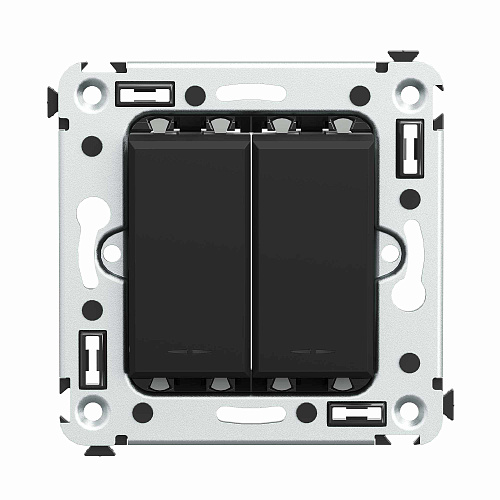 Инвертор двухклавишный в стену, Avanti, черный матовый