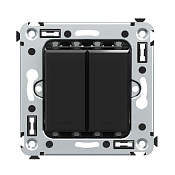 Переключатель двухклавишный в стену, Avanti, черный квадрат