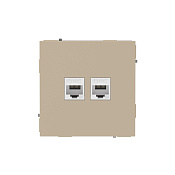 Компьютерная розетка RJ-45 без шторки, кат.6А двойная, KANT, ванильный марципан