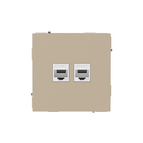Компьютерная розетка RJ-45 без шторки, кат.6А двойная, KANT, ванильный марципан