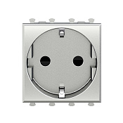 Розетка модульная, 2P+E, с з/ш, Avanti, закаленная сталь, 2 модуля