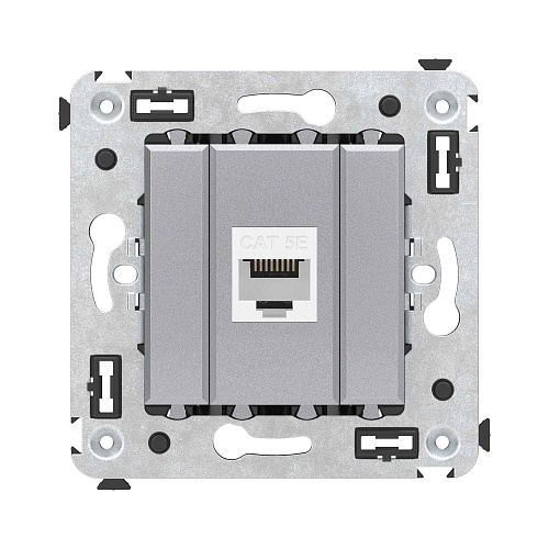 Компьютерная розетка RJ-45 без шторки в стену, кат.5е одинарная, Avanti, закаленная сталь