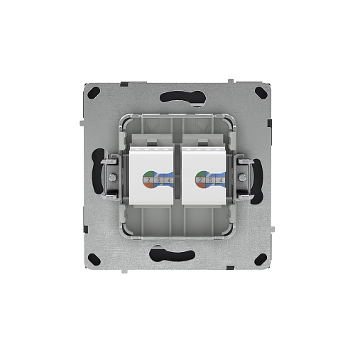 Компьютерная розетка RJ-45 без шторки, кат.6А двойная, KANT, черный уголь