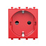 Розетка модульная, 2P+E, с з/ш, Avanti, красный квадрат, 2 модуля