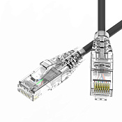 Патч-корд неэкранированный SLIM CAT6 U/UTP 4х2, 28 AWG, LSZH, чёрный, 1м