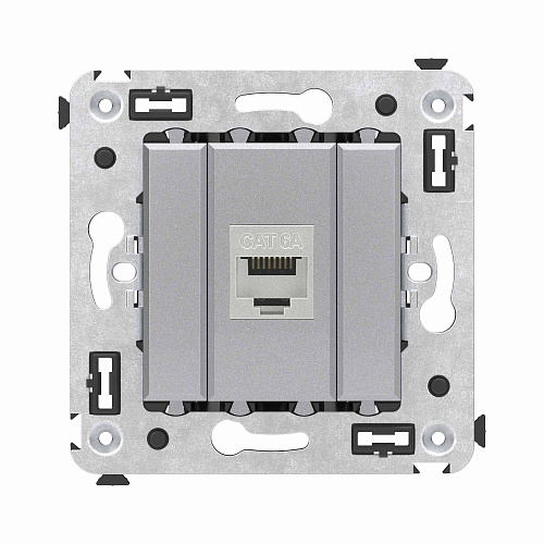 Компьютерная розетка RJ-45 без шторки в стену, кат.6А одинарная экранированная, Avanti, закаленная сталь