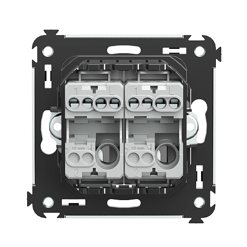 Выключатель двухклавишный в стену, Avanti, черный квадрат