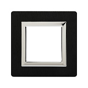 Рамка из алюминия 1 пост (2 мод.), Avanti, черная