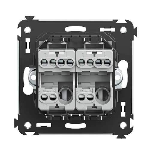 Переключатель двухклавишный в стену, Avanti, закаленная сталь