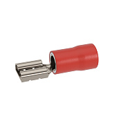 Наконечник-разъем плоский, розетка 6.3x0.8, изолированный фланец, для кабеля сечением до 1.5кв.мм