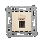 HDMI розетка одинарная в стену, тип А-А, Avanti, ванильная дымка