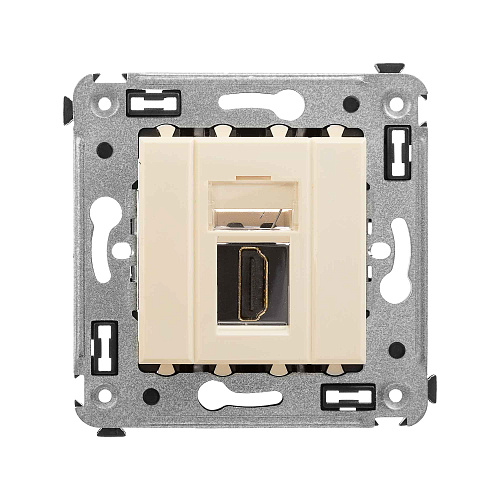 HDMI розетка одинарная в стену, тип А-А, Avanti, ванильная дымка