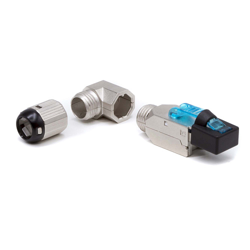 Коннектор полевого монтажа (Tool Less) 8P8C CAT 6A экранированный, с поворотным хвостовиком 45°