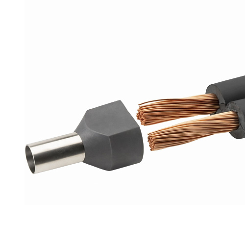 Наконечник-гильза двойная с изолир.фланцем для жилы сечением 4 кв.мм, длина контактной части 12мм, серый (НШВИ2 4-12)