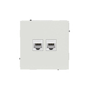 Компьютерная розетка RJ-45 без шторки, кат.6А двойная, KANT, белый песок
