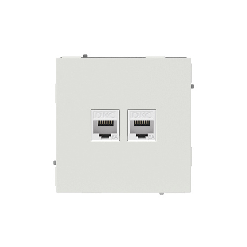 Компьютерная розетка RJ-45 без шторки, кат.6А двойная, KANT, белый песок